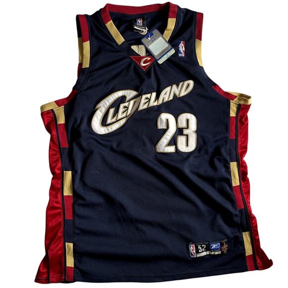 Lebron James 23 Cleveland Cavaliers Blue w/ Red Sewn Reebok Jersey